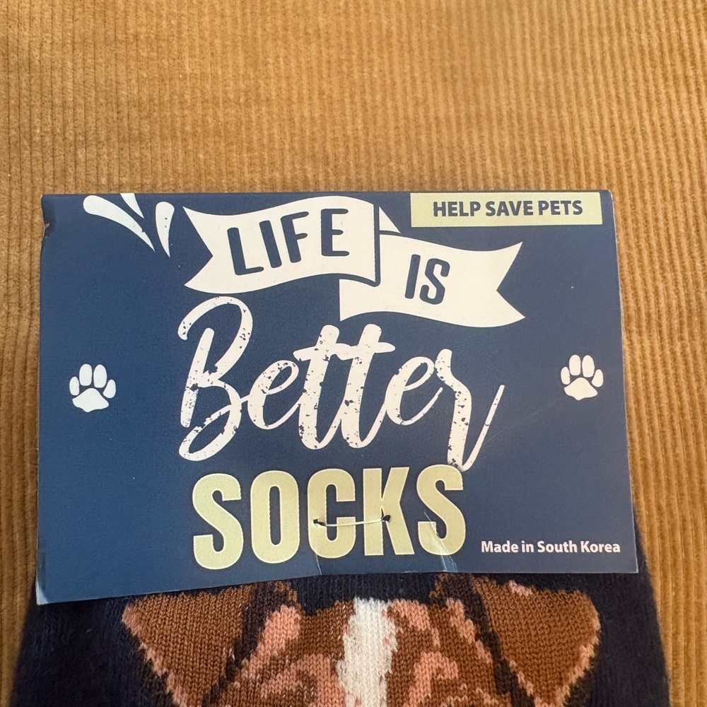 NWT Life Is Better Socks - Jack Russell Dog Print (Navy) - Picture 3 of 6